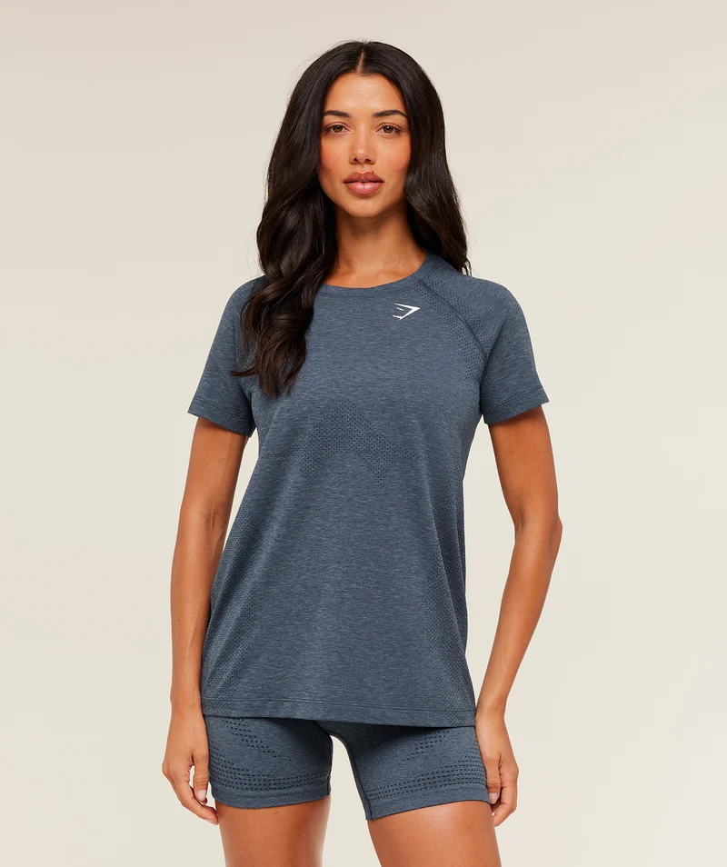 Gymshark Vital Seamless 2.0 Light T-Shirt - Stealth Blue/Marl