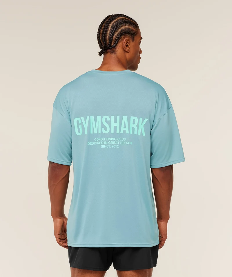 Gymshark Conditioning Club Oversized T-Shirt - Flow Blue/Pop Turquoise