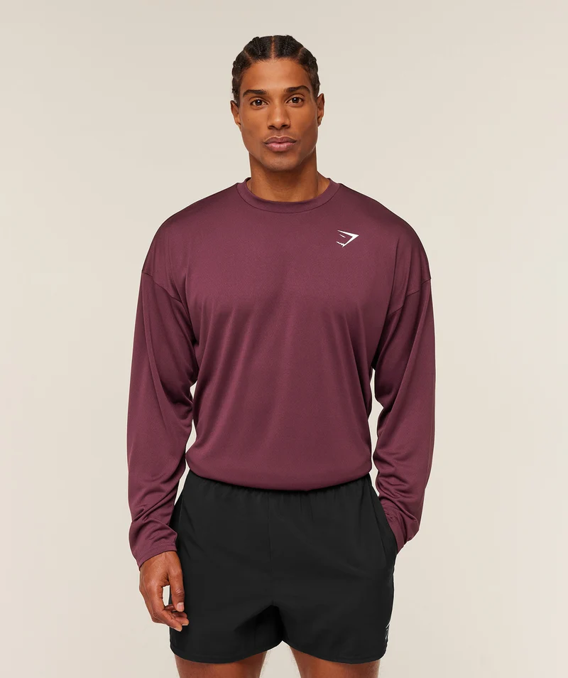 Gymshark Arrival Oversized Long Sleeve T-Shirt - Impact Burgundy