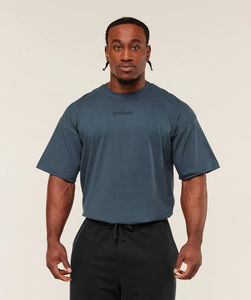 Gymshark Olde English T-Shirt - Stealth Blue