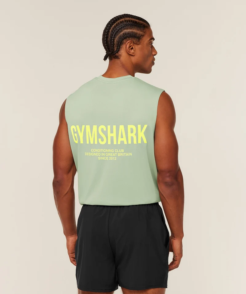 Gymshark Conditioning Club Tank - Haze Green/Sorbet Yellow