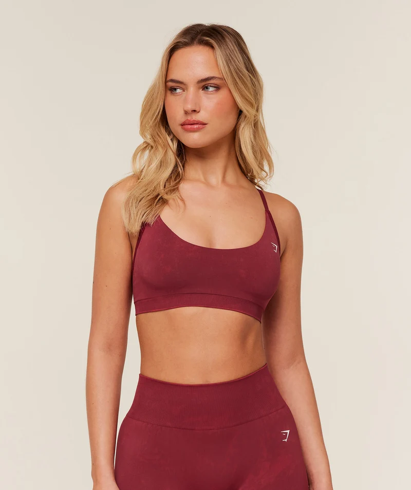 Gymshark Everyday Seamless Washed Sports Bra - Sets Red/Wash