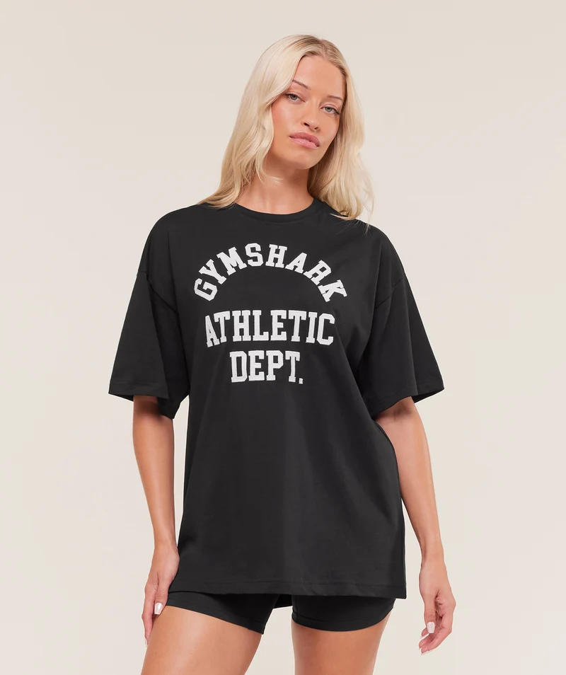 Gymshark Athletic Department Oversized Graphic T-Shirt - Black
