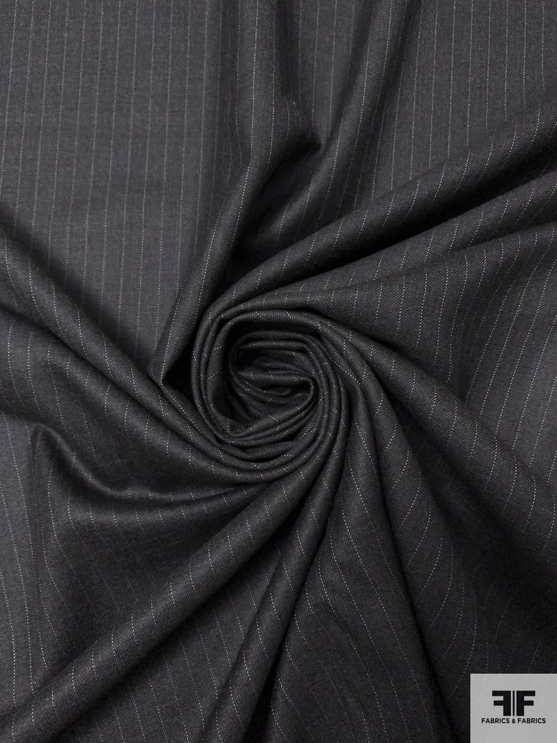 Made in England Super 130s Super Fine Merino Wool Suiting - Soft Black / White