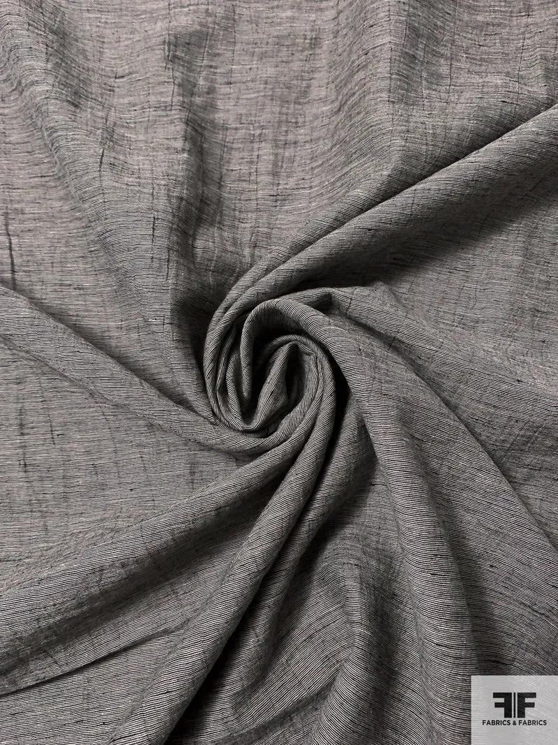 Crinkled Linen Look Poly-Cotton - Light Taupe / Black