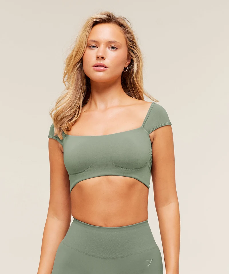 Gymshark Soft Sculpt Cap Sleeve Bralette - Unit Green