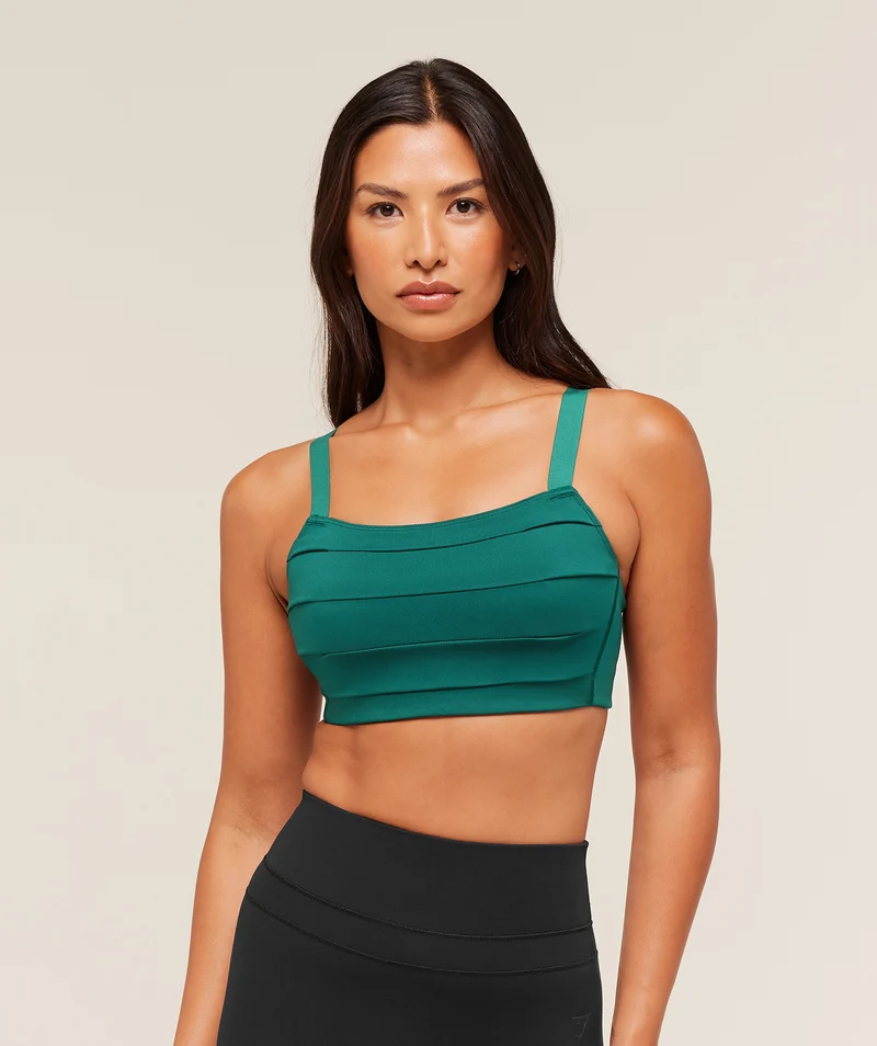 Gymshark Pleated Medium Support Sports Bra - Weighted Teal