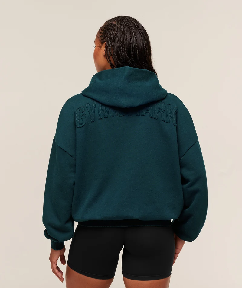 Gymshark Power Washed Oversized Hoodie - Deep Petrol Blue/Acid Wash Small Ball