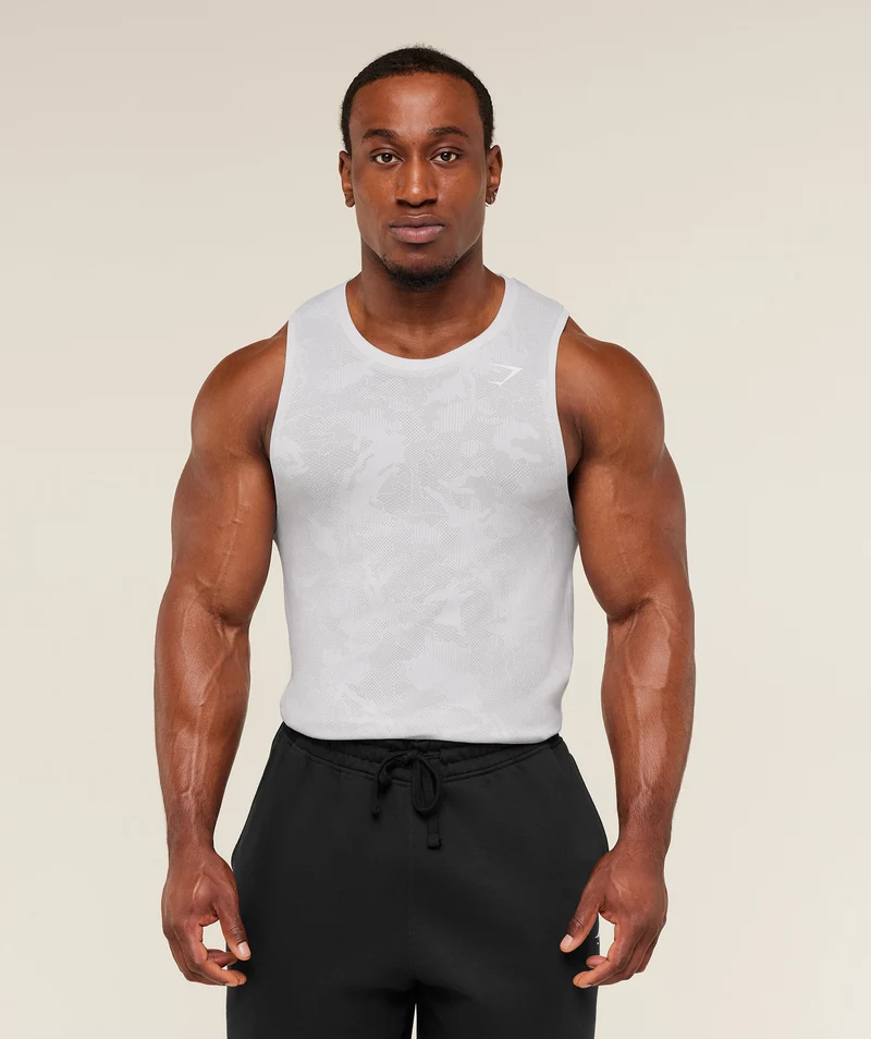 Gymshark Geo Seamless Tank - White/Light Grey