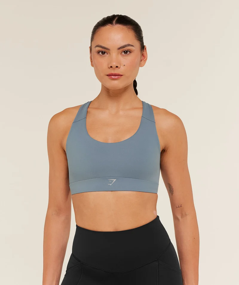 Gymshark Medium Support Running Sports Bra - Iron Blue