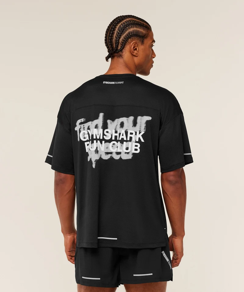Gymshark Running Graphic T-Shirt - Black