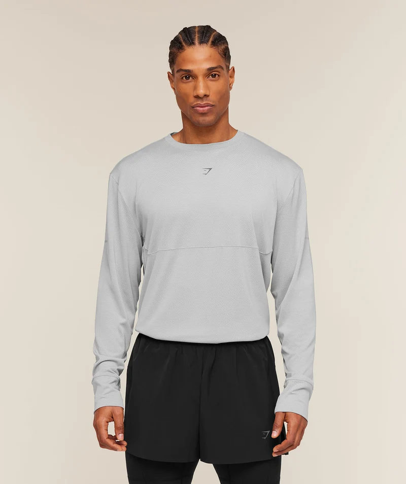 Gymshark Running Long Sleeve T-Shirt - Stratus Grey