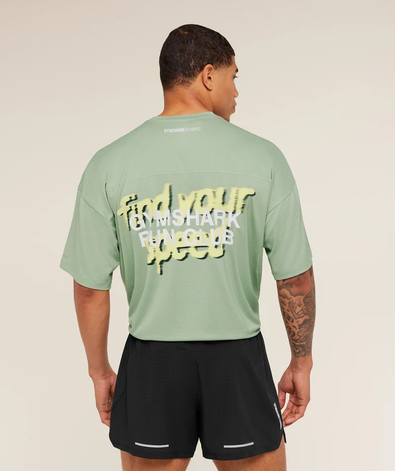 Gymshark Running Graphic T-Shirt - Haze Green