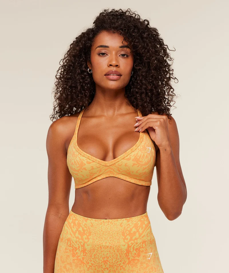 Gymshark Adapt Animal Sports Bra - Sorbet Yellow/Dayglow Peach