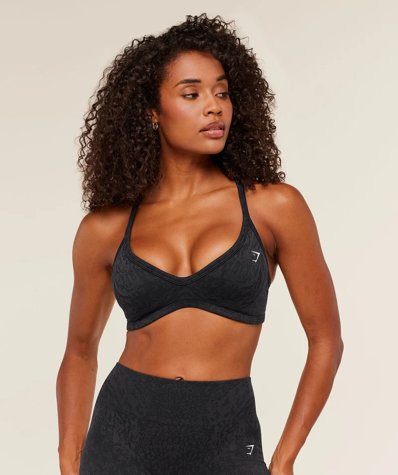 Gymshark Adapt Animal Sports Bra - Black/Asphalt Grey