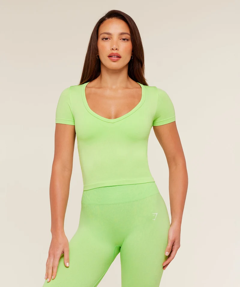 Gymshark Adapt Animal X Whitney Short Sleeve Top - Energy Gelato Green/Sorbet Yellow