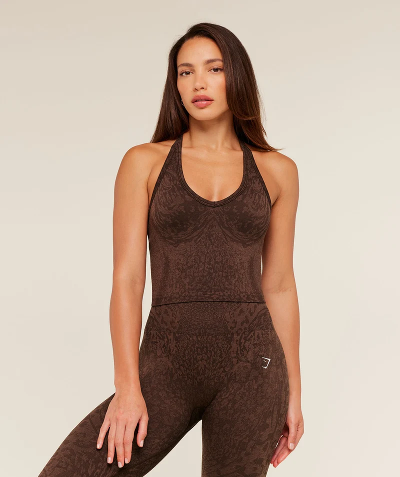 Gymshark Adapt Animal Tank Top with Shelf - Archive Brown/Soft Brown