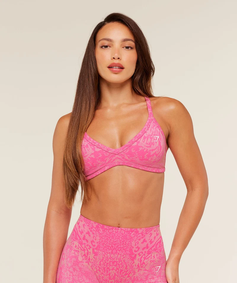 Gymshark Adapt Animal Sports Bra - Electric Pink/Sorbet Yellow
