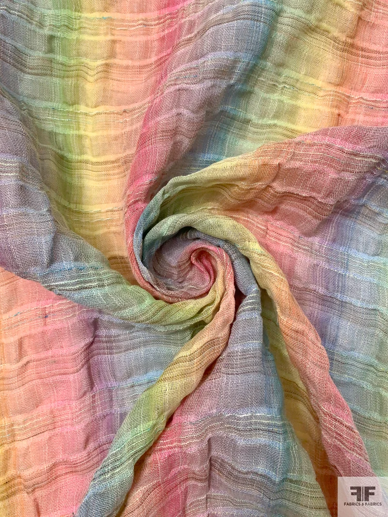 Rainbow Yarn-Dyed Textured Novelty Gauze - Multicolor