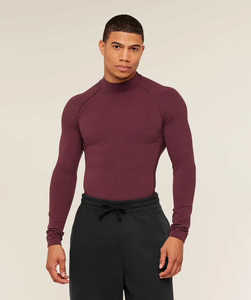 Gymshark Physique Long Sleeve T-Shirt - Impact Burgundy/Cherry Purple