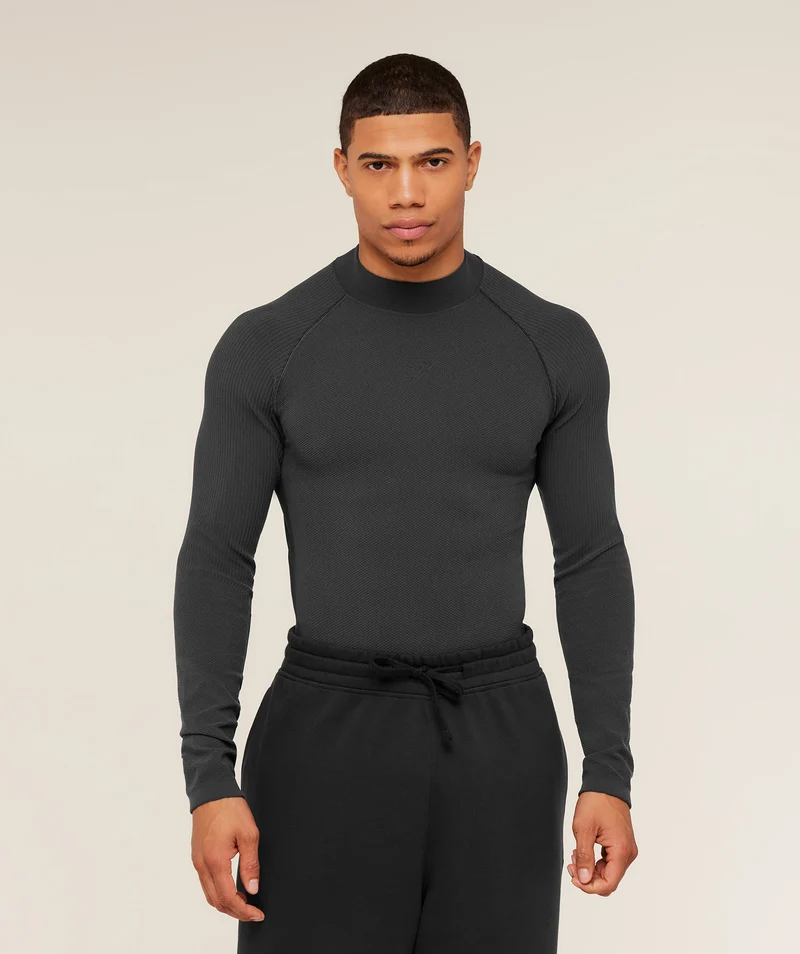 Gymshark Physique Long Sleeve T-Shirt - Onyx Grey/Black