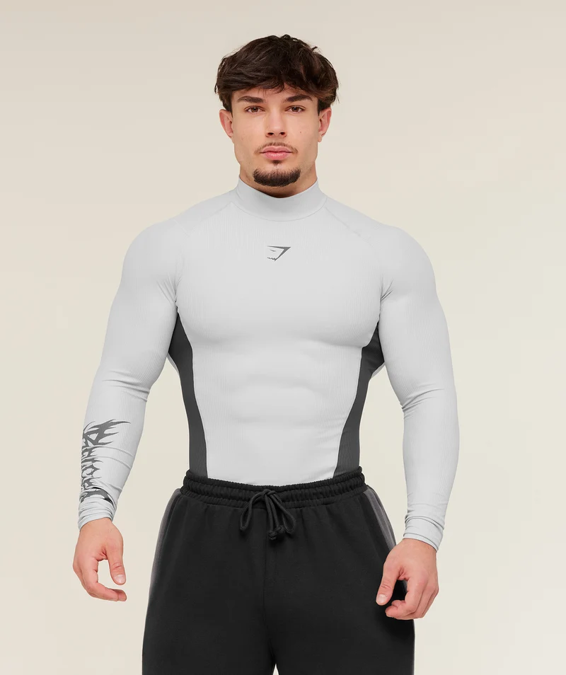 Gymshark GS x Carlos Long Sleeve Tee - Light Grey/Onyx Grey