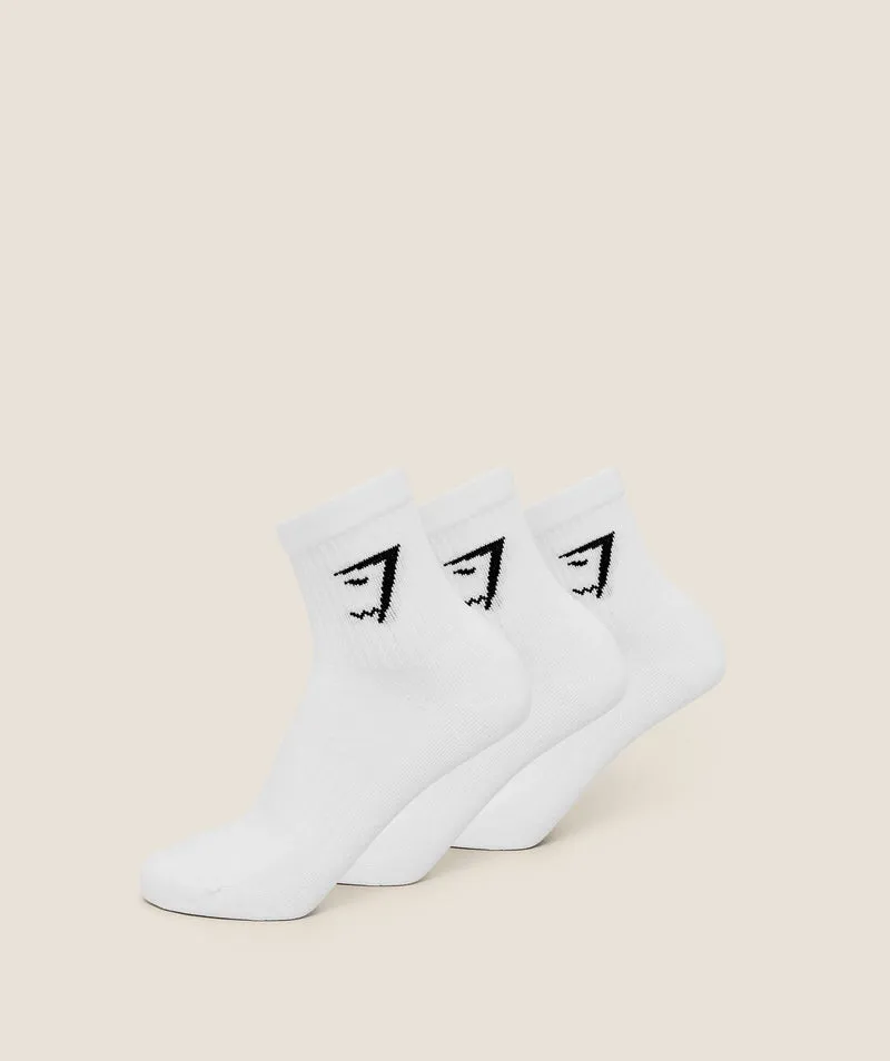 Gymshark Midi Socks 3pk - White