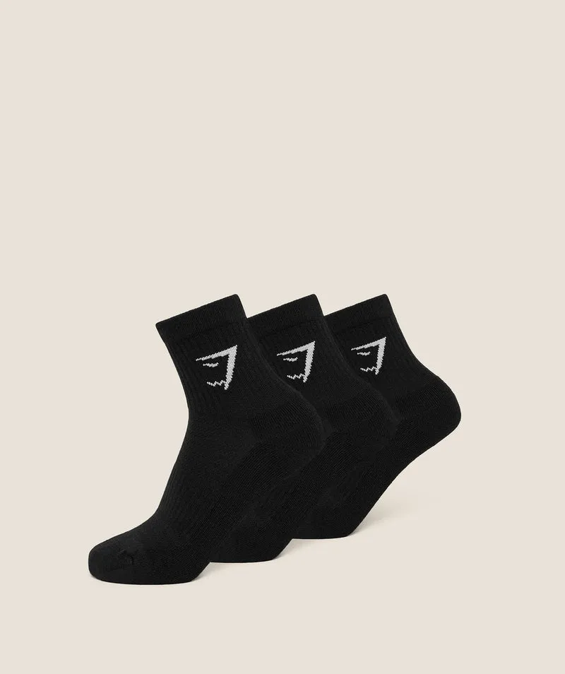 Gymshark Midi Socks 3pk - Black