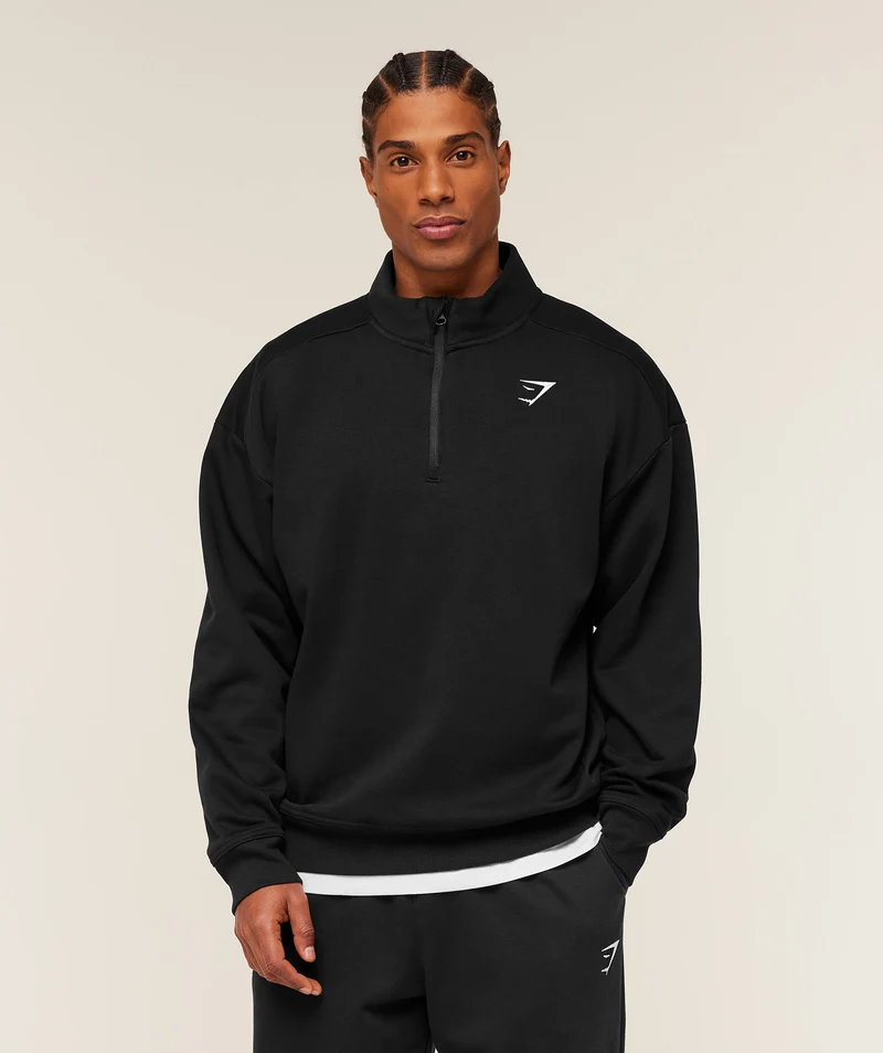 Gymshark Crest Oversized 1/4 Zip - Black