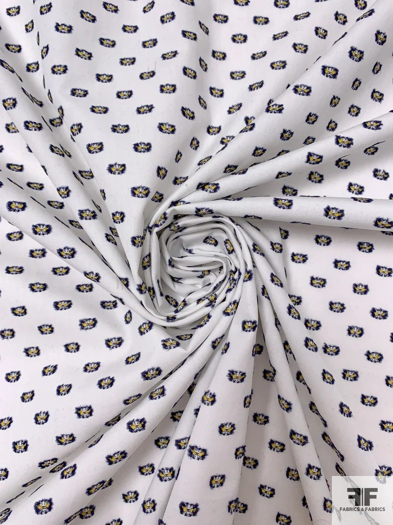 Dobby Cotton Shirting - Navy / Yellow / White