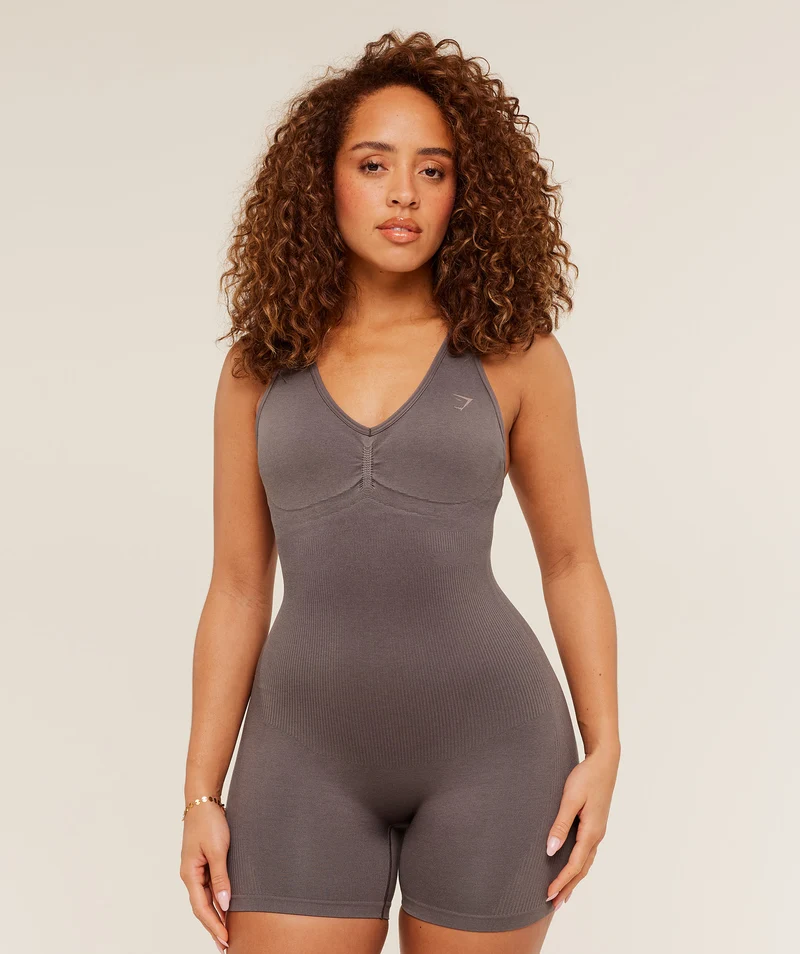Gymshark Life Seamless Strappy All in One - Cool Brown