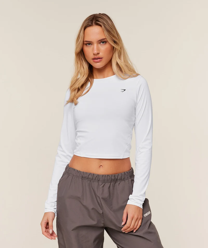 Gymshark Training Midi Long Sleeve Top - White