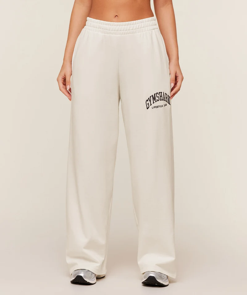 Gymshark Collegiate Graphic Straight Leg Joggers - Soft White