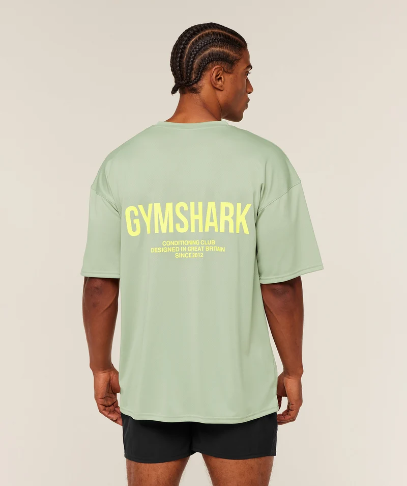 Gymshark Conditioning Club Oversized T-Shirt - Haze Green/Sorbet Yellow