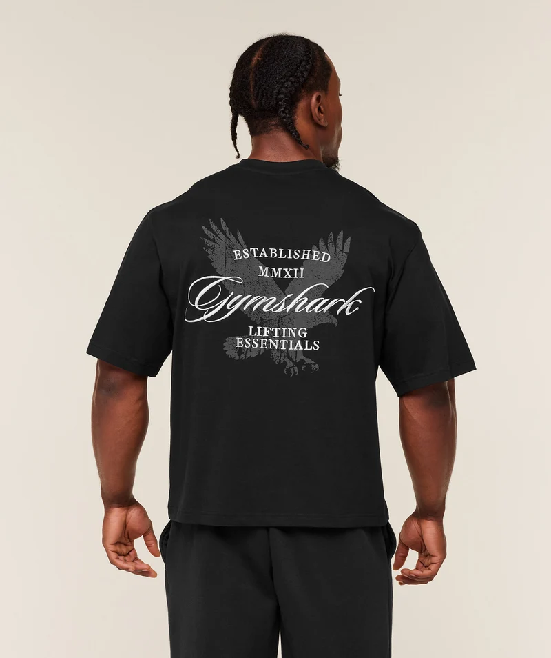 Gymshark Eagle Script Graphic T-Shirt - Black