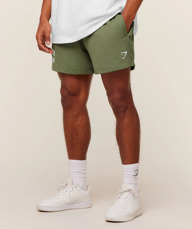 Gymshark Lifting Mesh 5" Shorts - Grounded Green