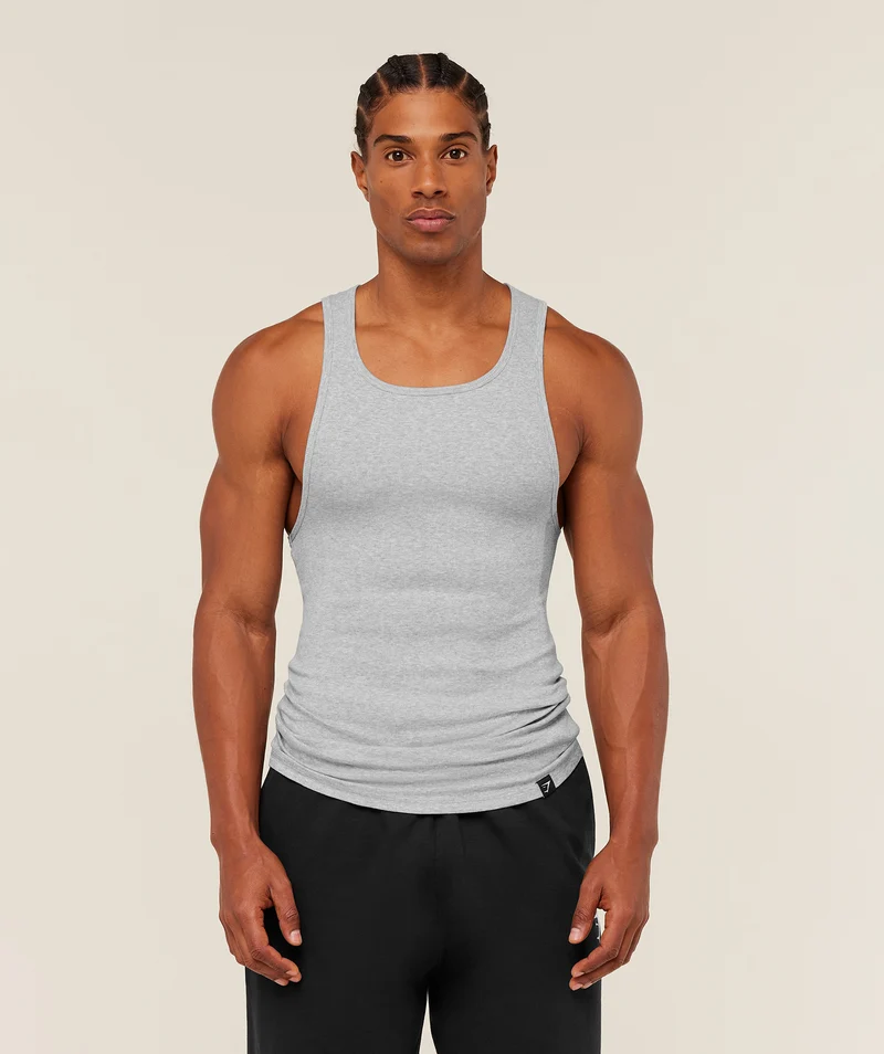 Gymshark Ribbed Tank 1PK - Light Grey Core Marl