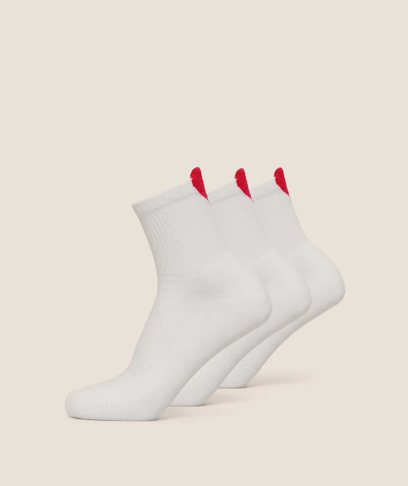 Gymshark Heart Graphic Midi Socks 3pk - White
