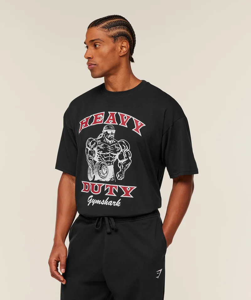 Gymshark Heavy Duty Bro Graphic T-Shirt - Black