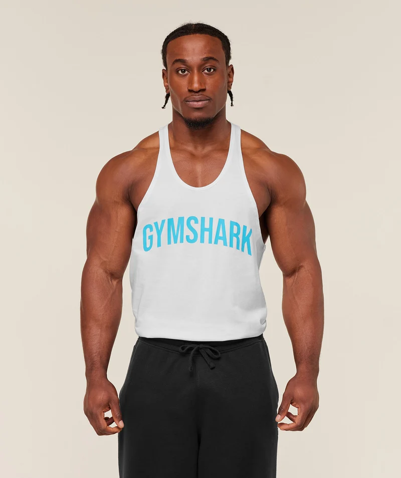Gymshark Power Stringer - White/Brand Blue