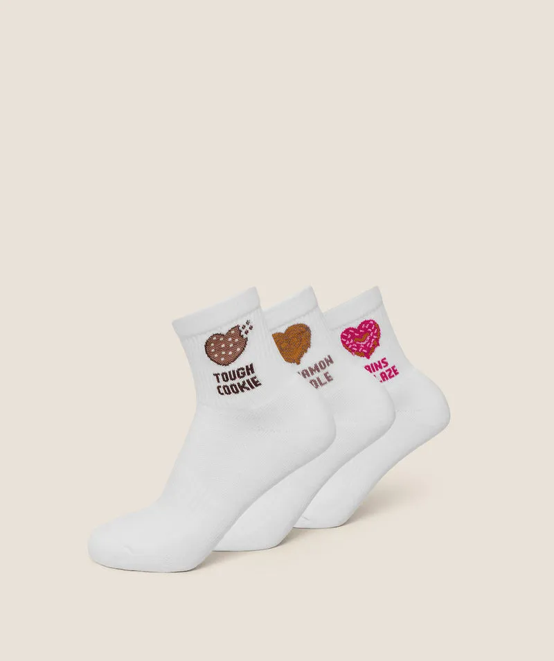 Gymshark Sweet Treat Graphic Midi Socks 3pk - White
