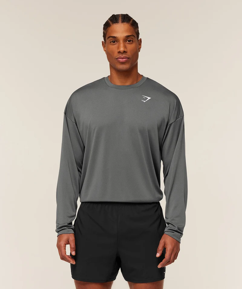 Gymshark Arrival Oversized Long Sleeve T-Shirt - Grey