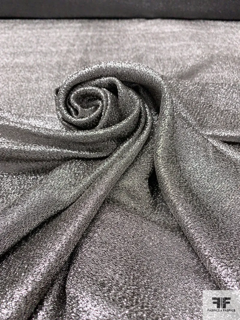 Italian Solid Couture Lamé Silk Blend - Silver / Black