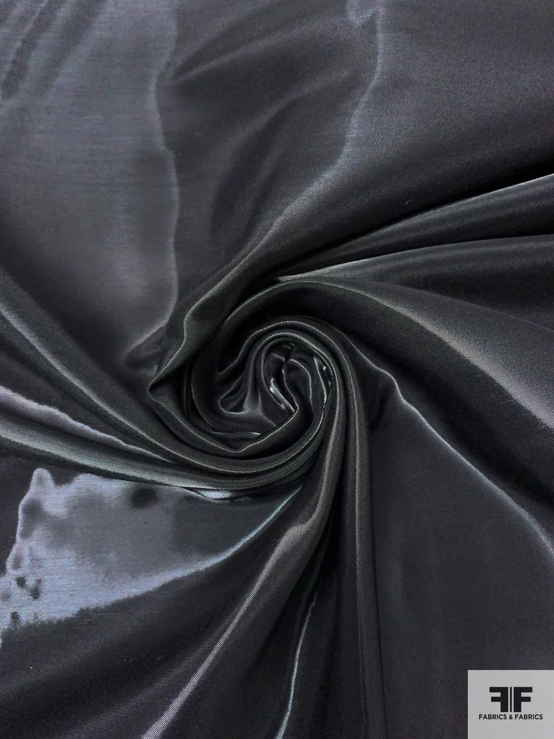 Italian Liquid-Look Silk and Cotton Backed Novelty - Glossy Black