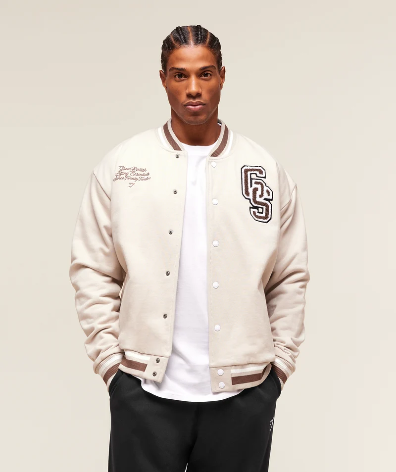 Gymshark Varsity Jacket - Pebble Grey