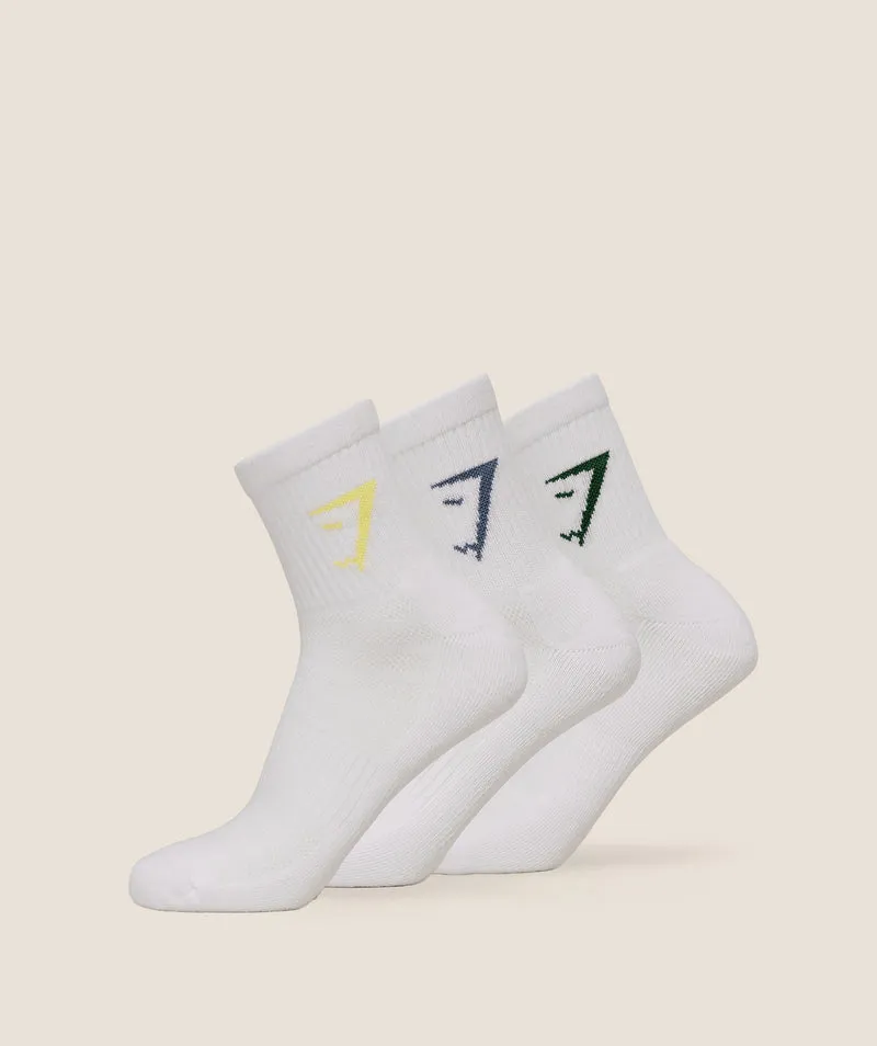 Gymshark Midi Socks 3pk - Lift Green/Worn Blue/Sorbet Yellow