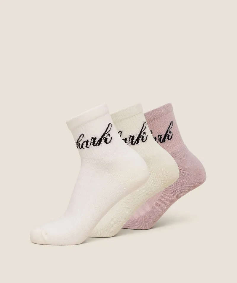 Gymshark Cursive Wordmark Graphic Midi 3pk - Muted Pink/Oat White/Soft White