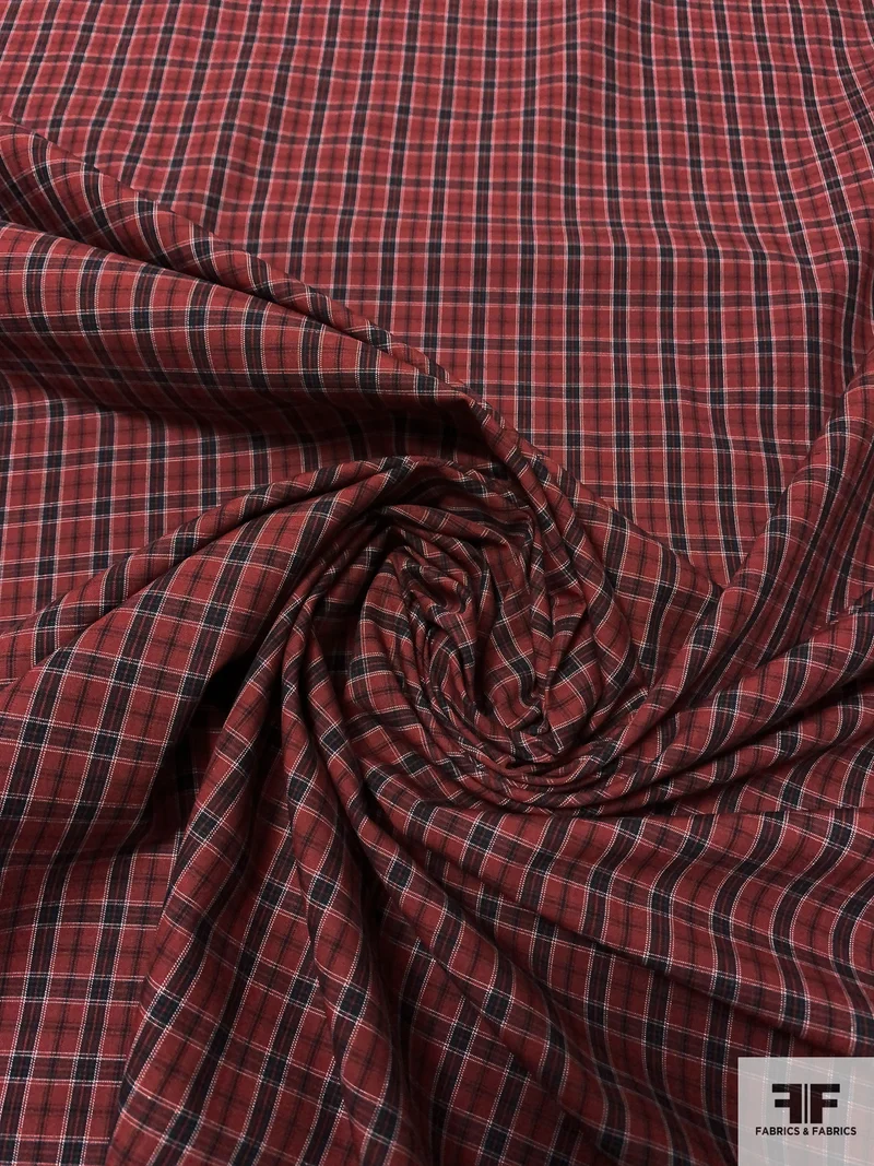 Made in Japan Plaid Cotton Shirting - Maroon / Navy / Evergreen / White