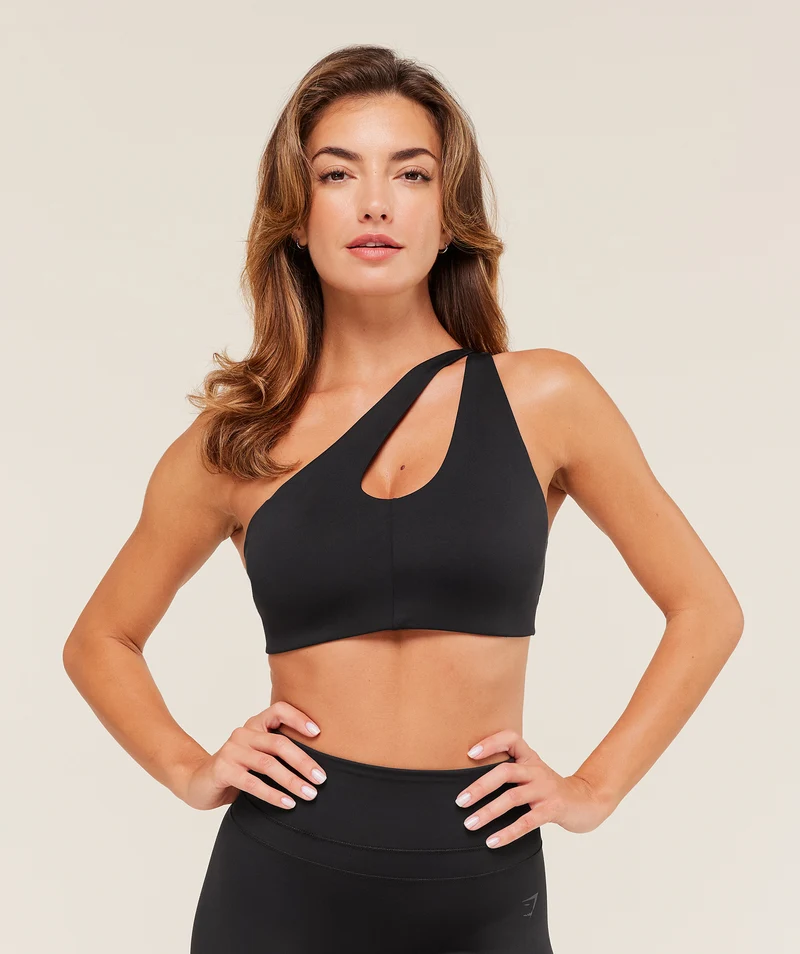 Gymshark One Shoulder Sports Bra - Black