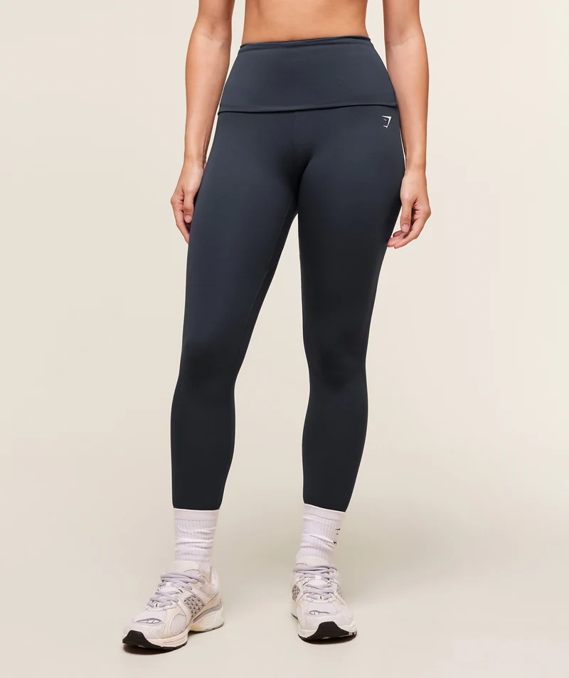 Gymshark Training Foldover Leggings - Heavy Blue